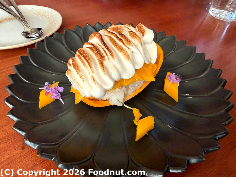 saam san francisco mango sticky rice meringue